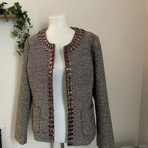 Dana Buchman jeweled tweed blazer plus-size 14 fall trend classic